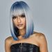 hot selling Medium Length Blue White Ombre Straight Synthetic Hair With Bangs Short Bob Cosplay Wig for Women Daily Party Heat_ipsvogv.com