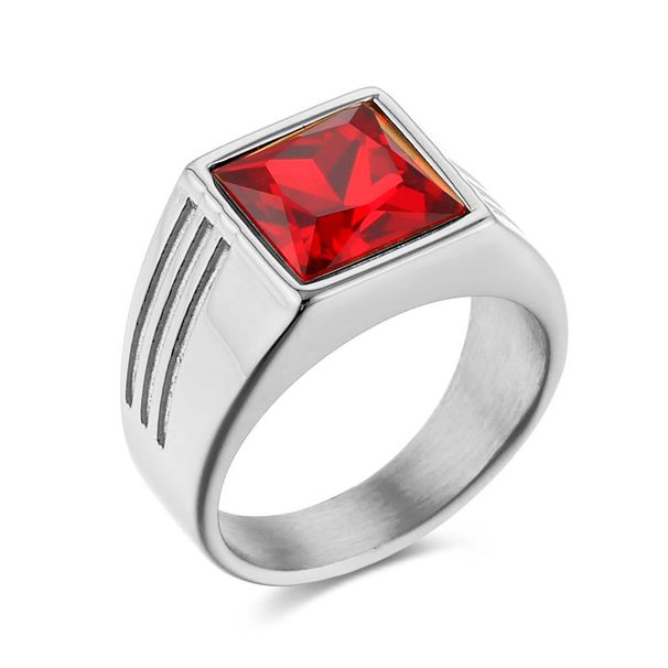 Minimalist Fashion Personality Inlaid Red Trendy Jewelry Titanium Steel Ring Band_ipsvogv.com