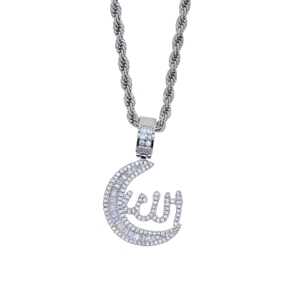 Instagram New Hip Hop Zircon Pendant With Full Diamond Moon Necklace_ipsvogv.com