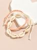 Unisex Bohemian style rice bead bead bead ankle bracelet two-piece set, natural shell knotted ankle decoration_ipsvogv.com