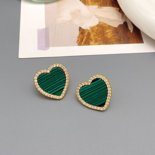 Qingdao Jewelry New Simple Love Full Diamond Peacock Stone Personalized Exquisite Design Fashionable Earrings_ipsvogv.com
