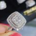 Cao Shi's Wedding Bridal Jewelry Sparkling Diamond Square Full Zircon Ring Necklace Set Of Two_ipsvogv.com
