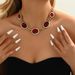 Personality Exaggerated Necklace Female Temperament Glass Ruby Clavicle Chain Geometric Shape Niche Versatile Necklace_ipsvogv.com