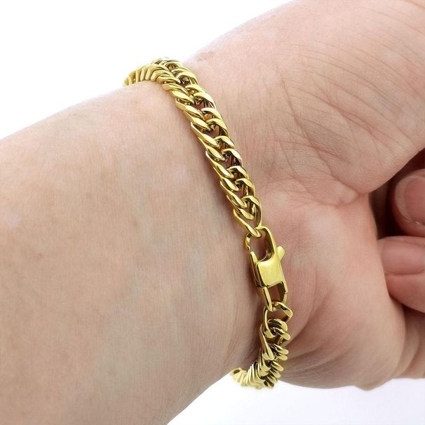 Bracelet Stainless Steel Yellow Tone Chain Classics Lobster Buckle-5mm Width for Woman_ipsvogv.com