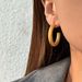 Ins Simple Real Gold Electroplated Titanium Steel Commuter Style All Match Hammer Pattern HOOP Earrings_ipsvogv.com