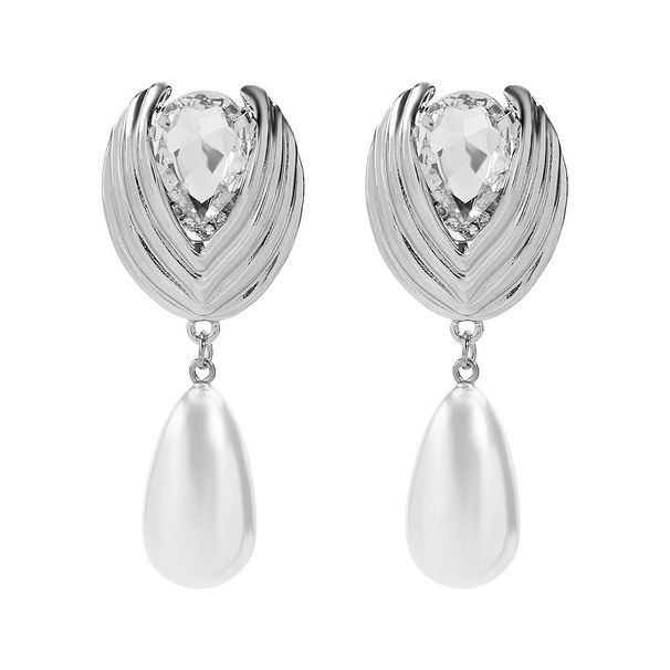 E13191 Fashion New Style Exaggerated Temperament Individually Elegant Inlaid Diamond Pearl Water Drop Tassel Earrings_ipsvogv.com