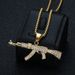 Hip Hop Jewelry Titanium Steel Gold Plated Diamond Inlaid AK47 Pendant Necklace_ipsvogv.com