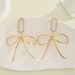 Exaggerated Fan-shaped Bowknot Earrings Gold High-end Sense Inlaid With Diamonds Tassel Ear Drops_ipsvogv.com