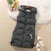 Down padded waistcoat for women autumn-winter sleeveless vest mid-length hooded vest_ipsvogv.com