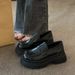 Women's Loafers spring and autumn new thick soled thick heeled loafers French JK single shoes_ipsvogv.com