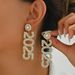 Geometric number women's with niche inlay 2025 design, versatile high-end and earrings_ipsvogv.com