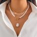 Ins Style Baroque Shaped Pearl Collarbone Metal Disc Pendant Snake Bone Chain Necklace_ipsvogv.com