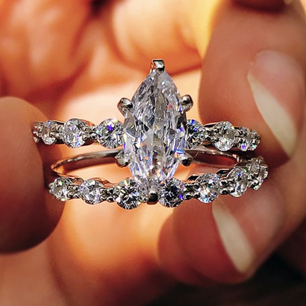 Cao Shi's new ring set fashion high-grade full diamond zircon ring two-piece set jewelry_ipsvogv.com