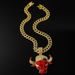 New product: Full Diamond Red Bull Head Pe, Powerful and Personalized Punk Men's Cuban Chain Necklace Decorative_ipsvogv.com