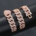 Men’s Jewelry Set Fashion Hip Hop Rose Gold 22mm Bubble Cuban Chain Necklace Trendy Men's Personality Hip Hop Jewelry Necklace_ipsvogv.com