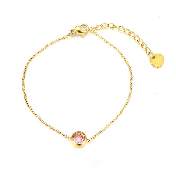 Women’s Jewelry Set Fashion Plated Stainless Steel Colorful Zircon Bracelet Internet Celebrity Hot Style Ins Fashion Diamond Thin Bracelet_ipsvogv.com