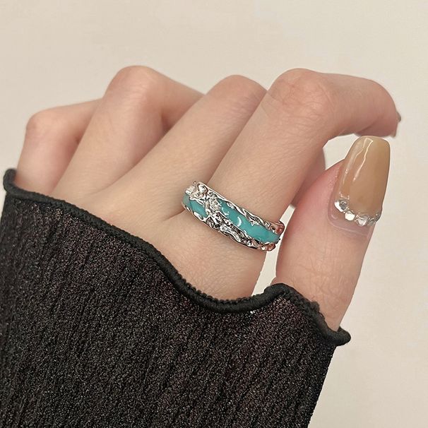 Small Niche Design, Mint Colored Drop Glue Personalized Cool Style, Ins High-end Feeling, Open Index Finger Ring, Couple_ipsvogv.com
