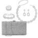 Bride rhinestone diamond twist diamond bracelet jewelry set five piece set diamond square box evening bag women_ipsvogv.com