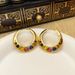 Ins style metal earrings with exaggerated inlay of colorful zircon large earrings, high-end feeling, niche ear buckle_ipsvogv.com