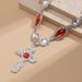 Ins Light Luxury Diamond Red Cross Pendant Personalized Liquid Lava Metal Necklace_ipsvogv.com
