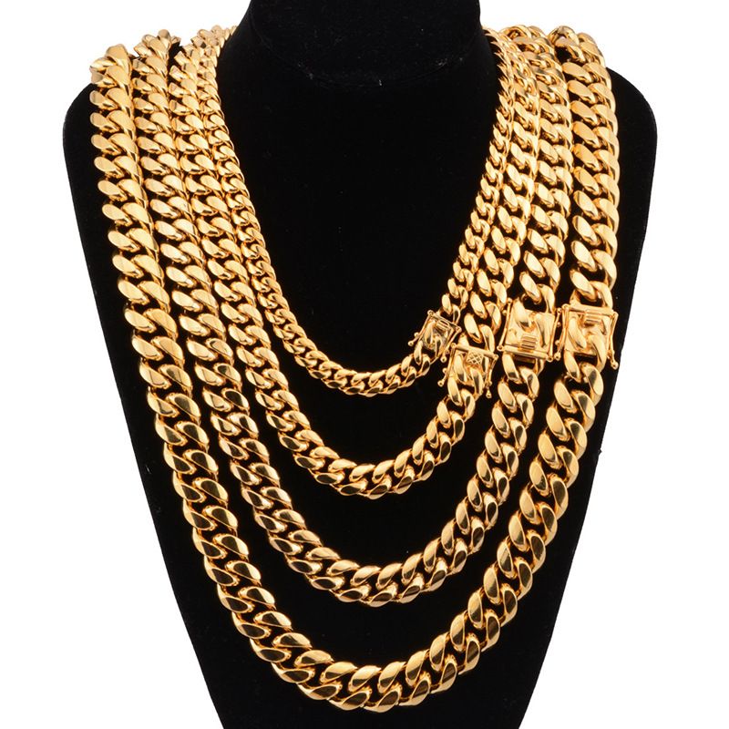 Cuban Crypto Chain Hip Hop Titanium Dragon Head Buckle Stainless Steel Men's Gold Necklace_ipsvogv.com