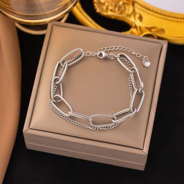 Thick Chain Double Layer Bracelet Women's Titanium Steel Gold Electroplated Anti Fading Fashionable Handicraft_ipsvogv.com