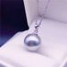 Large Round Natural Powder Pendant, Necklace, Women's Jewelry Gift, Chain, Gold Holder, White Pearl Silver Holder_ipsvogv.com