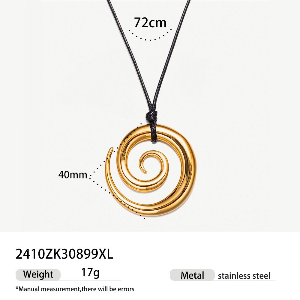 fashion simple gold plated stainless steel wax rope necklace INS Internet celebrity titanium steel vortex sweater chain_ipsvogv.com