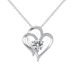 Platinum Double Pendant Decorated With Female To Heart, And Elegant Temperament, High Sense, Zircon Heart Necklace_ipsvogv.com