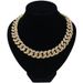 Inlaid Diamond Neck Chain 20cm Alloy Jewelry Trendy Bracelet Hip Hop Cuban Necklace_ipsvogv.com