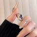 Blue Zircon Fish Tail Full Diamond Opening Ring, Niche Design, Light Luxury, High-end Feeling, Personalized French Ins_ipsvogv.com