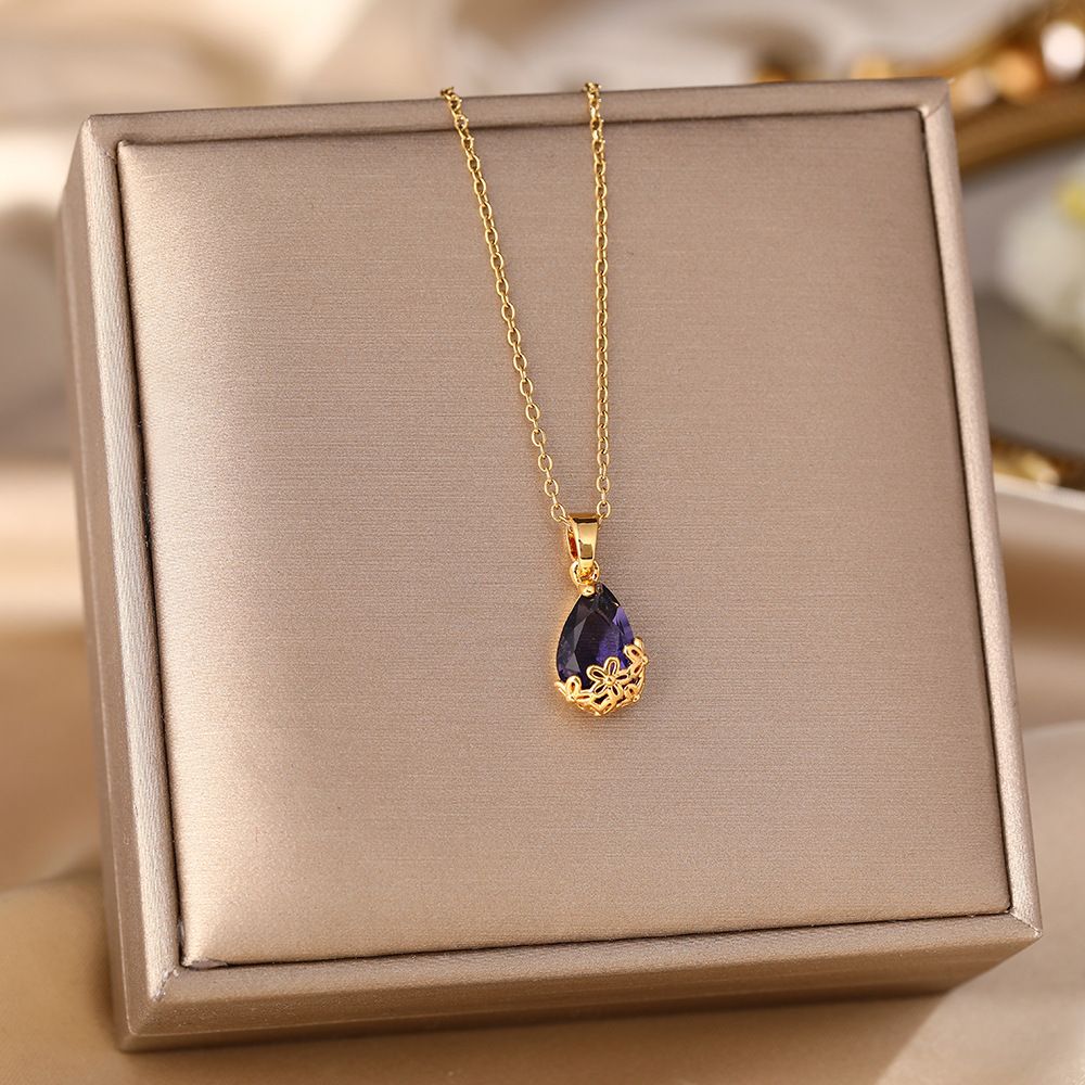 Japanese And Korean Light Luxury Titanium Steel Necklace, Women's Simple Water Droplet Shaped Pendant, Niche Design_ipsvogv.com