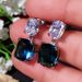 Cao Shi's new earrings large fat square diamond Zircon Earrings women's exquisite Peacock Blue Crystal Earrings_ipsvogv.com
