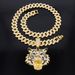 Unisex Cool Three Dimensional Full Diamond New Oil Painting Tiger Head Pendant Trendy Personality Men's Hip Hop Necklace_ipsvogv.com