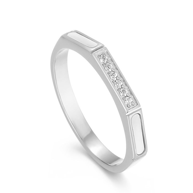 Simple Niche Octagonal Versatile Micro Inlaid Shell Diamond Ring Ins Style Fashion Stainless Steel Ring_ipsvogv.com