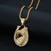 Hot Selling Hip-Hop Jewelry Titanium Steel Color-Retaining Gold-Plated Diamond-Studded Horse Head Pendant Necklace_ipsvogv.com