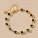 Retro Style Copper Plated K Real Gold French Bracelet Inlaid With Dark Green Zircon Texture Exquisite Jewelry_ipsvogv.com