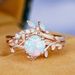 Sanjie Platform Rose Gold Paired Ring With Cross Inlaid Branches And Australian Treasure Jewelry_ipsvogv.com