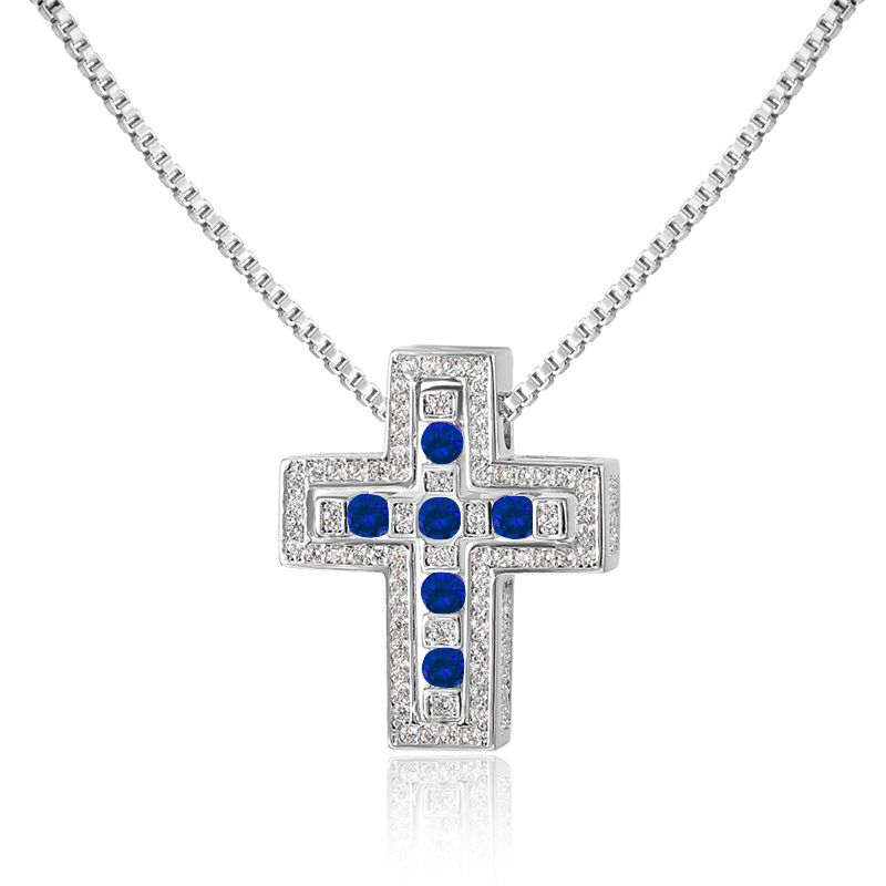 Japanese Popular Trend Inlaid Pendant D-chain Cross Luxurious Full Diamond Detachable Necklace_ipsvogv.com