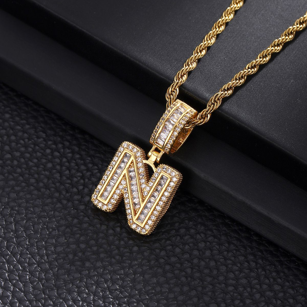 Hip Hop Rock Sugar Letter Pendant Zircon Personalized Accessory Niche Design Men's Necklace_ipsvogv.com