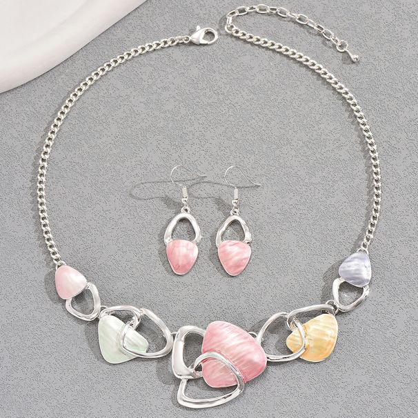 Hot selling new round drip oil necklace earring set with high-end earrings and irregular design collarbone chain_ipsvogv.com