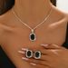 Water Drop Shaped Jewelry Two-Piece Set Necklace Earrings Square Pendant_ipsvogv.com