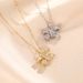 Korean Fashion Titanium Steel Necklace, Female Internet Celebrity, Same Style Micro Inlaid Zircon Bow Pendant, High-end_ipsvogv.com