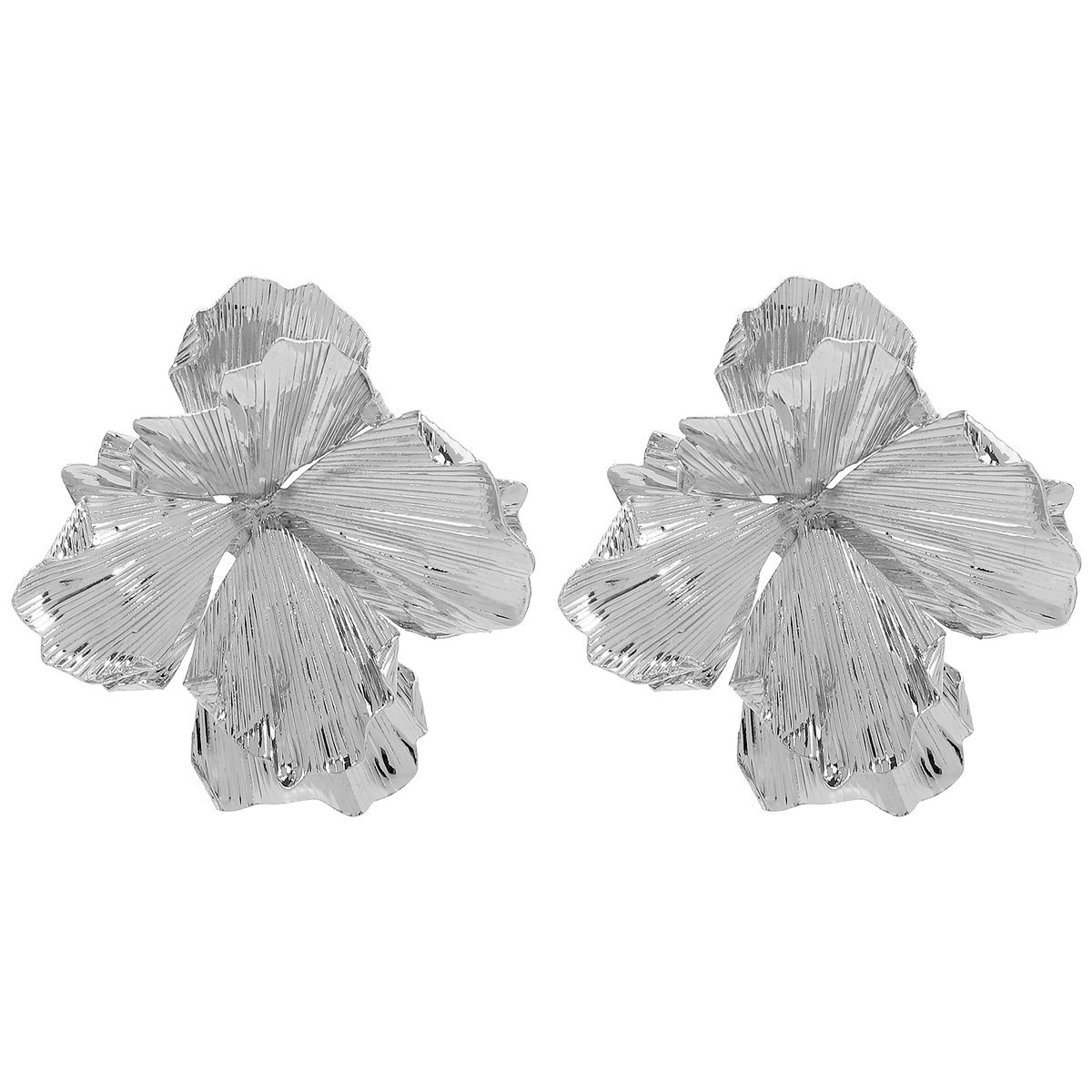 E13239ZA 3D Flower Earrings, Fashionable Commuter, High End, Metallic Stripe Earrings_ipsvogv.com