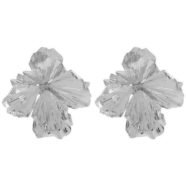 E13239ZA 3D Flower Earrings, Fashionable Commuter, High End, Metallic Stripe Earrings_ipsvogv.com