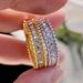 Cao Shiman Diamond Geometric Ring, Women's Shining Temperament, French Versatile Accessor, Fashionable Daily_ipsvogv.com