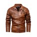 Men's leather jacket pu leather jacket European and American motorcycle clothing fleece leather jacket men_ipsvogv.com