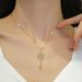 Steel 【 Titanium 】 Flower Key Light Luxury Temperament Gorgeous Full Diamond Necklace Women's Versatile Collarbone 【 】 【 】 【 】_ipsvogv.com