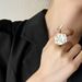 Korean Open Pearl White Three-dimensional Flower Versatile Transparent Rhinestone Rin, Ins Style Niche Index Finer_ipsvogv.com