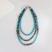 Ethnic Style Turquoise Necklace Western Cowboy Style Retro Geometric Beaded Necklace_ipsvogv.com